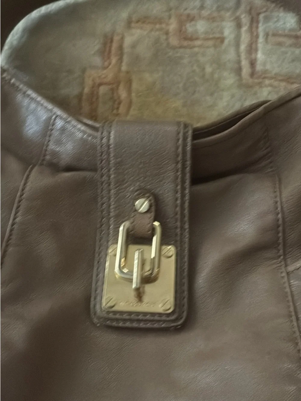 Michael Kors Brown Leather Shoulder Bag with Gold-Tone Lock KILLER BUY